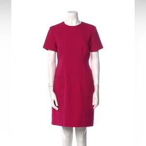 Lanvin hot pink fuchsia short sleeve knee length work dress size 38